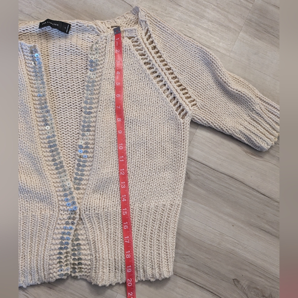 The Limited Cream Open-Knit Short Sleeve Cardigan - Picture 3 of 5